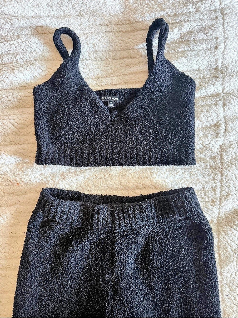 Fashion Nova Cozy Set in XS Black ~ bralette & leggings